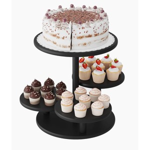 Multi Layer Cake Stand With 4 Tier Round Black Plastic Display For Cupcakes And Cake Reusable Hand Wash Only - Product Image 1