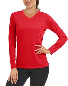 T-shirt respirant pour femme, col en V, coton doux, manches longues, vêtement décontracté, coupe confortable et décontractée, pour l'été, usage quotidien et soldes. - Product Image 6