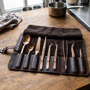 Ensemble d'ustensiles de cuisine professionnels en acier inoxydable 8 pièces pour chef : cuillères, spatule, pinces, outils de cuisine de précision, lavage à la main uniquement - Product Image 1