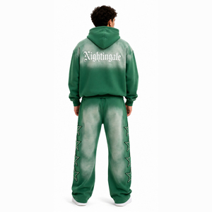 Conjunto de Joggers OEM Streetwear con Estampado Puff, Lavado Ácido, Estilo Baggy Oversize de Pierna Ancha - Product Image 2