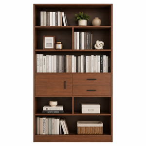 Contemporary Teak <b>Wood</b> Multi Cube Cabinet featuring Dual Center Drawers - Product Image 1