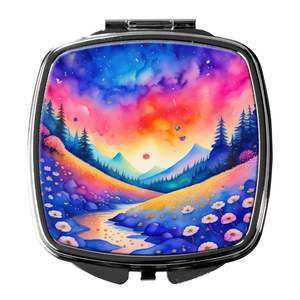 Espejo de maquillaje de viaje compacto Periwinkles colorido portátil plegable de mano para mujeres y niñas regalo decorativo - Product Image 1