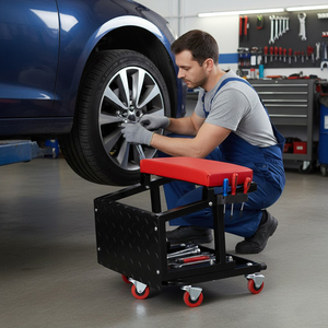 Rolling Garage <b>Seat</b> with Tool <b>Storage</b> & Swivel Casters Steel Mechanic Stool Waterproof Portable 300lb Loading GAPGAR031 - Product Image 5