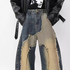 Jean en denim pour homme, coupe droite mi-haute, respirant, décontracté, style urbain, nouveau design, délavé à la pierre, noir, coupe ample, vente en gros sur mesure - Product Image 5