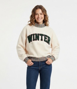 Sudadera de Forro Polar para Mujer con Cuello de Cuadros, Estampado de Letras, Cuello Alto, Manga Larga, Oversize, para Invierno - Colección Festiva - Product Image 5