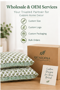 Housse de coussin indienne bohème à volants, imprimée à la main, 100 % coton, douce, amovible et lavable, motif floral botanique vert - Product Image 6