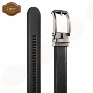 Cinturón de cuero de vaca puro con cierre automático para hombre, diseño ajustable, duradero y de primera calidad, adecuado para uso formal, informal y diario. - Product Image 3