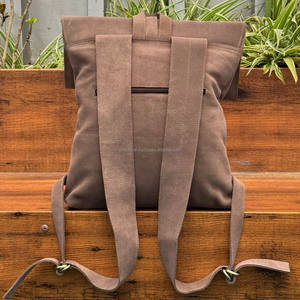 Sac à dos de grande capacité en cuir suédé véritable de haute qualité pour hommes et femmes Sac pour l'école et l'ordinateur portable - Product Image 5