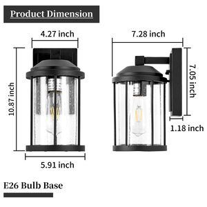 โคมไฟติดผนังภายนอก 2 ชิ้น ทรงกระบอก สีดำ สำหรับระเบียง - Product Image 4