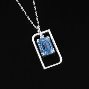 จี้บลูสปิเนล เงินแท้ 925 ประดับพลอยเรเดียนท์ ชุบทอง 14K งานแฮนด์เมด ของขวัญเครื่องประดับสำหรับงานหมั้น - Product Image 2