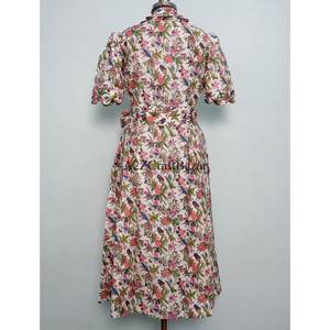 Nouvelle Robe d'été pour Femme, Design Vintage, Imprimé Floral, Manches Courtes, Coton, Longueur Midi, avec Ceinture, Vente en Gros et Fabrication - Product Image 6