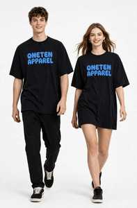 Camiseta Blanca Extra Grande para Hombre ONETEN APPAREL con Estampado '90' en Negro, Manga Corta, Informal, de Algodón Transpirable, Cuello Redondo - Product Image 4