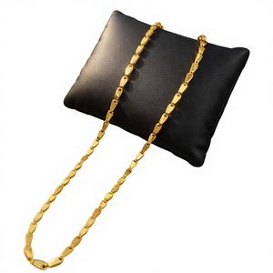 Chaîne en or massif 22 carats motif lotus, 21 grammes, collier pour homme et femme, authentique, à porter au quotidien, bijoux de corps réglables - Product Image 1