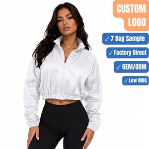 Quick Dry Nylon Athleisure Cropped Windbreaker <b>Jacket</b> Custom OEM Private Label - Product Image 1