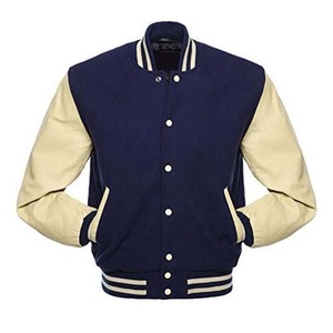Varsity Letterman <b>Jacket</b> Navy Blue Color Wool <b>Leather</b> Streetwear Custom OEM Comfortable College Baseball <b>Jacket</b> For Men - Product Image 5