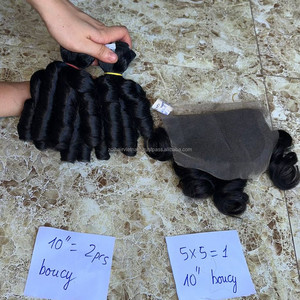 Extensiones de Cabello Humano Virgen Vietnamita Súper Doblemente Tramado, Rizado y Voluminoso, de Última Tendencia, con Cierre de Encaje y Peluca Frontal - Product Image 3