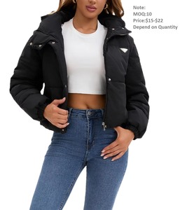 Chaqueta de lana con capucha y relleno de algodón, estilo coreano, gruesa, reversible, teñida lisa, de manga larga para mujer, de D&M Winter. - Product Image 1