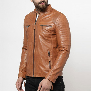 Veste en cuir de mouton respirante et enduite pour homme, style vintage, manches longues, prix de gros OEM ODM - Product Image 3