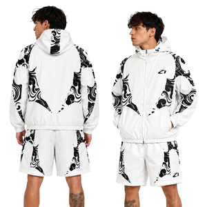 Ensemble veste coupe-vent et short pour homme personnalisé, léger, en nylon imprimé, vêtements de sport, survêtement par sublimation, fabricant de sweats à capuche - Product Image 4