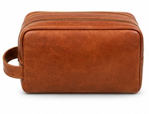 Bolsa de Viaje Gravs LT-08D Premium de Cuero Genuino Ecológico, Duradera, Estilo Vintage, Gran Capacidad, Cierre de Doble Cremallera, Suave, para Cosméticos - Product Image 5