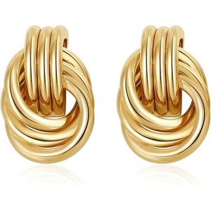 Orecchini a Nodo Placcati Oro Ipoallergenici Leggeri e di Tendenza per Donne, Accessori Moda Chunky e Vistosi - Product Image 1