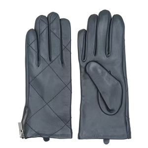 Leather <b>Gloves</b> Wrist Length Quilted Design Unlined Thermal Warmth Daily Use Winter Style Plain Color Options - Product Image 5
