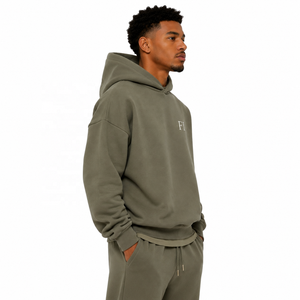 Wholesale Winter Fleece Men's Hoodies <b>Tracksuit</b> and Jogger Set Heavyweight Hooded Sweatshirts Oversized Embroidered Streetwear - Product Image 2