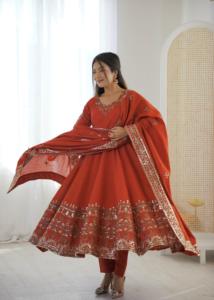 Designer Anarkali Suit with Embroidery Sequence Work Elegant Ethnic Wear for Women Wedding Festive Party Wear Anarkali Dress - Product Image 3