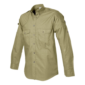Chemise de pêche à manches longues pour homme, couleur olive, boutonnée, couleur unie, respirante, UPF 35, coton, vêtements d'extérieur - Product Image 1