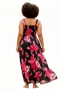 Vestido Maxi Bohemio con Hombros Descubiertos, Cintura Imperio, Corte A, de Rayón Tejido, Casual de Verano, Ajuste Holgado, Dobladillo en Capas, Hecho a Mano en la Parte Delantera - Product Image 4