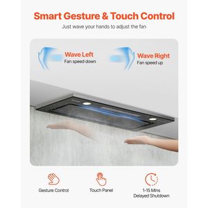 Cappa da cucina a incasso da 30 pollici 800CFM in acciaio inossidabile con luci LED e controllo touch gestuale - Product Image 5