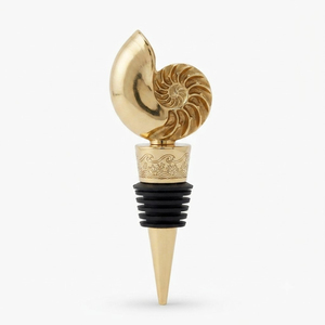 Tapón de Botella de Vino Decorativo con Forma de Concha de Nautilus Dorada, de Aleación de Zinc, Accesorio Náutico para Bar, Hermético y a Prueba de Fugas, para Champaña - Product Image 1
