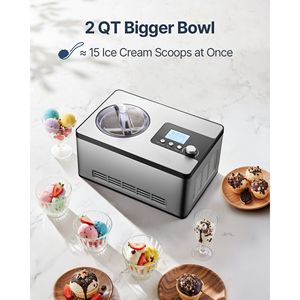 Macchina Elettrica per Gelato e Yogurt in Acciaio Inox 220V, Uso Domestico, Automatica, 2 Quarti, Senza Precongelamento, con Compressore - Product Image 2