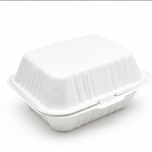 6 Inch Bagasse Clamshell Burger Box Compostable Biodegradable Disposable Sugarcane Fiber Food <b>Container</b> Home <b>Takeaway</b> - Product Image 2