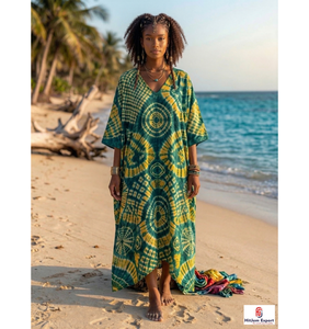 Women Printed <b>Kaftan</b> Dress Loose Fit <b>Summer</b> Beach Wear Soft Fabric Trendy Design Custom Wholesale Bulk Manufacturing Supply - Product Image 1