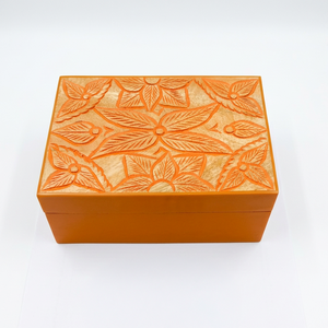 Caja de Madera Tallada a Mano, Diseño Floral Azul, Organizador de Mesa, DECORYUG, Venta al Por Mayor, Personalizable, OEM, ODM - Product Image 3