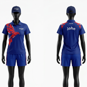 Uniforme de tennis en polyester et élasthanne de qualité supérieure 180 GSM, panneaux latéraux noirs, impression par sublimation, logo personnalisé - Product Image 2