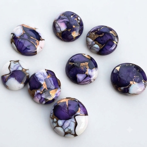 Cabujón redondo de turquesa color cobre púrpura rosa búfalo, piedra preciosa suelta para la elaboración de joyería. - Product Image 3