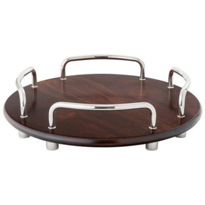 Plateaux de service hexagonaux rustiques en bois massif avec poignées métalliques finition antique, idéaux pour servir des aliments, du café et comme présentoir décoratif. - Product Image 5