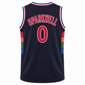 เสื้อบาสเก็ตบอลผู้ชาย Sparkwell เบอร์ 0 แบบไม่มีแขน ผ้าตาข่าย พิมพ์ลายแบบ Sublimated ระบายอากาศได้ดี ทรงสปอร์ต สำหรับผู้ใหญ่ ใส่ได้ทุกฤดู - Product Image 6