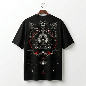 <b>Gothic</b> Skull Printed Men's Black T-<b>Shirt</b> Short Sleeve O-Neck Regular Fit Jersey Cotton - Product Image 1