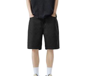 Shorts en jean baggy noirs pour hommes, coupe ample, délavés, OEM ODM, vente en gros, fabricant de shorts en jean streetwear - Product Image 6