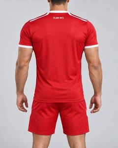 Ensemble de maillot de football rouge pour homme CLAW INTL, col en V, manches courtes, imprimé géométrique, uniforme - Product Image 6