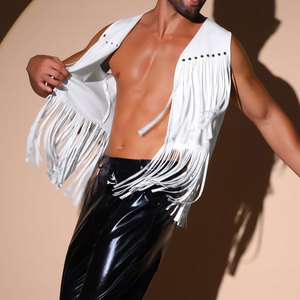 Solid <b>White</b> Suede Leather Motorcycle <b>Vest</b> <b>Men</b> Club Biker Waistcoat OEM Custom Logo Winter Casual Outer Wear - Product Image 3