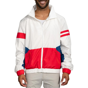 Men's Lightweight Hooded Stand Collar Zip-Up <b>Canvas</b> Windbreaker Jacket Custom Logo Retro 80s-90s <b>Colour</b> Block Waterproof - Product Image 1