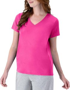Tela de Poliéster Suave, Cuello en V, Diseño Sólido, Transpirable, Anti-Pilling, Material Ligero, Ropa Casual de Verano, Cómoda para Uso Diario - Product Image 1