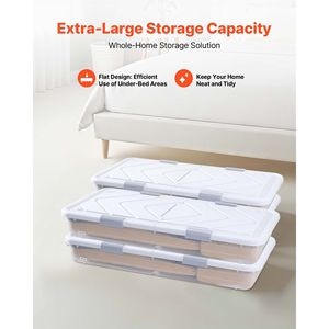 Contenitori Sottolletto 15.6 X 6.9 Pollici, Organizer per Scarpe Sottolletto con Coperchio Grigio e Chiusura a Scatto - Product Image 2