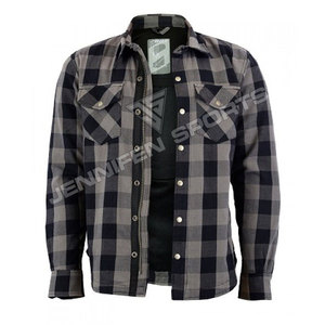 Premium OEM Men's for Reinforced <b>Flannel</b> Biker Shirt Waterproof Breathable Plaid Motorcycle Riding <b>Jacket</b> Utility Pockets - Product Image 2