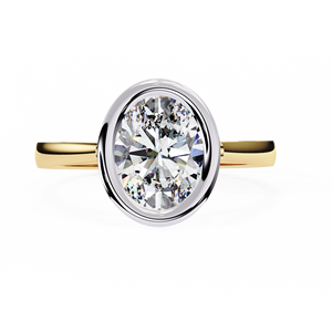 Bague de fiançailles en or 14 carats avec diamant ovale de 2,5 carats cultivé en laboratoire, sertie clos, rapport IGI, diamant VS DEF pour anniversaire de mariage - Product Image 1