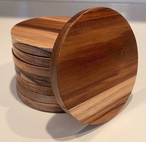 Ensemble de sous-verres en bois faits à la main, sous-verres en bois naturel écologiques, tapis de table pour tasses à café et à thé - Product Image 2